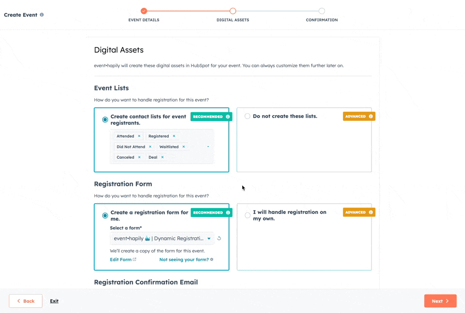 Event Builder Select Event Assets