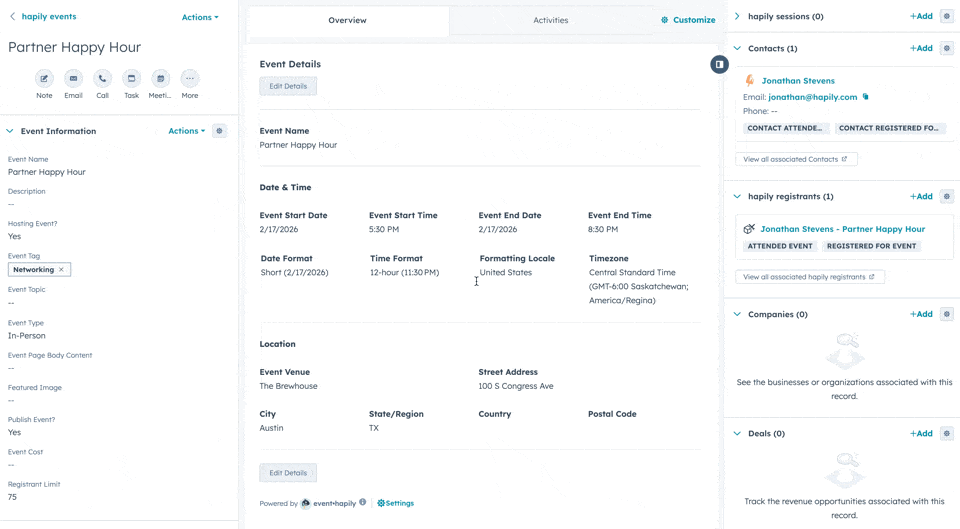 How to use the event details card