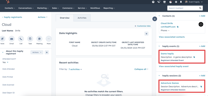 HubSpot tracking attendance to events
