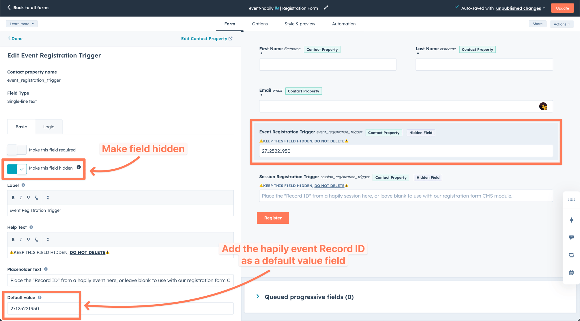 Passive Reegister Event Registration Overview