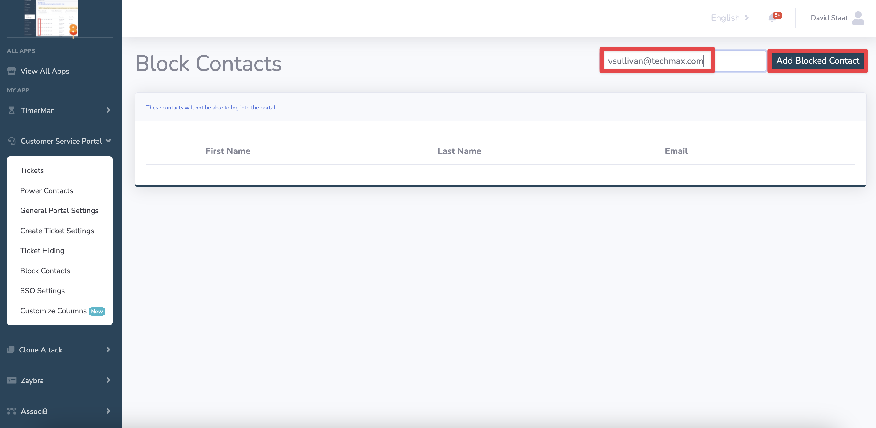 How to block HubSpot Contacts using the Customer Service Portal