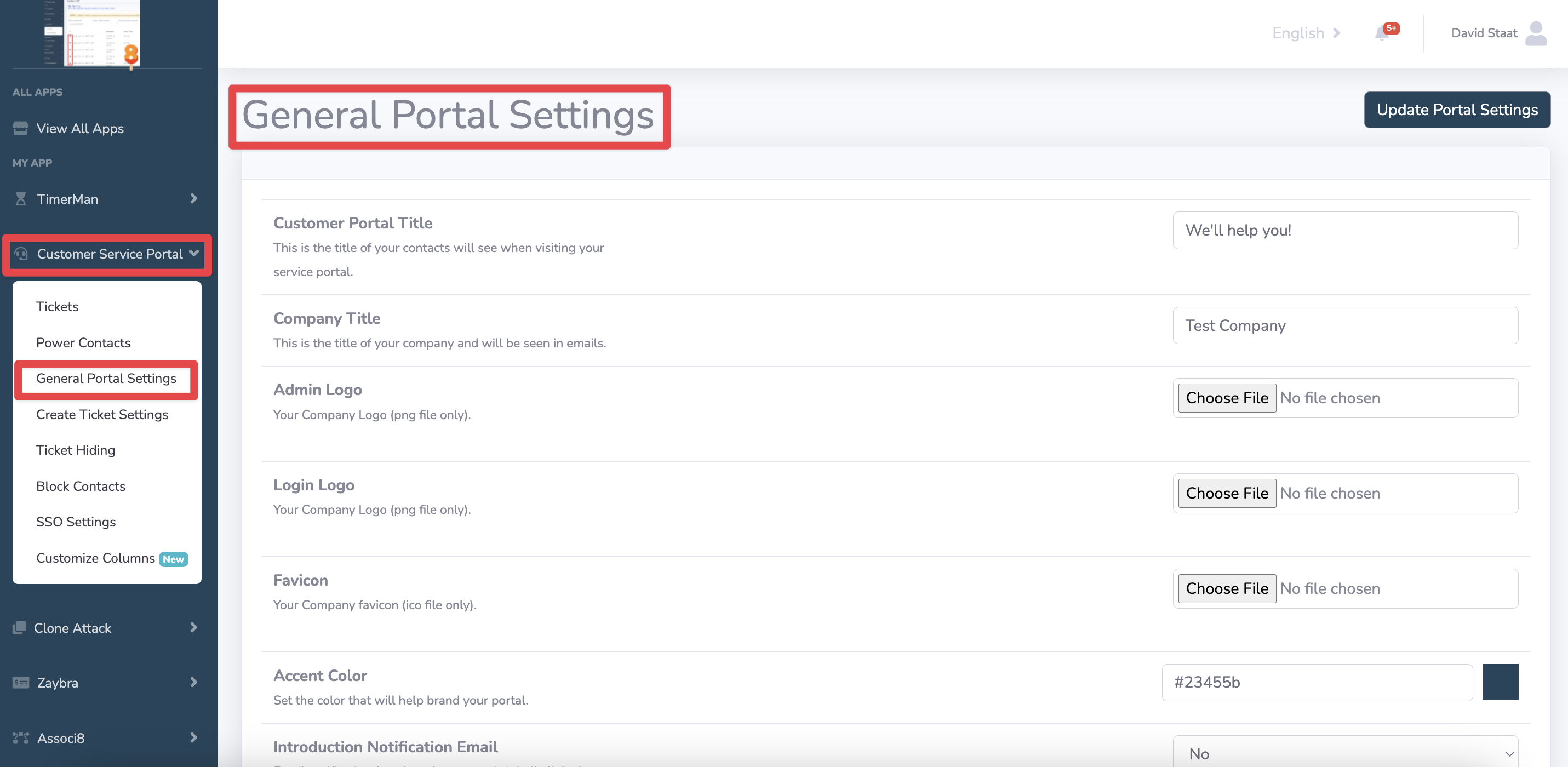 How to access customer portal settings in the hapily admin portal