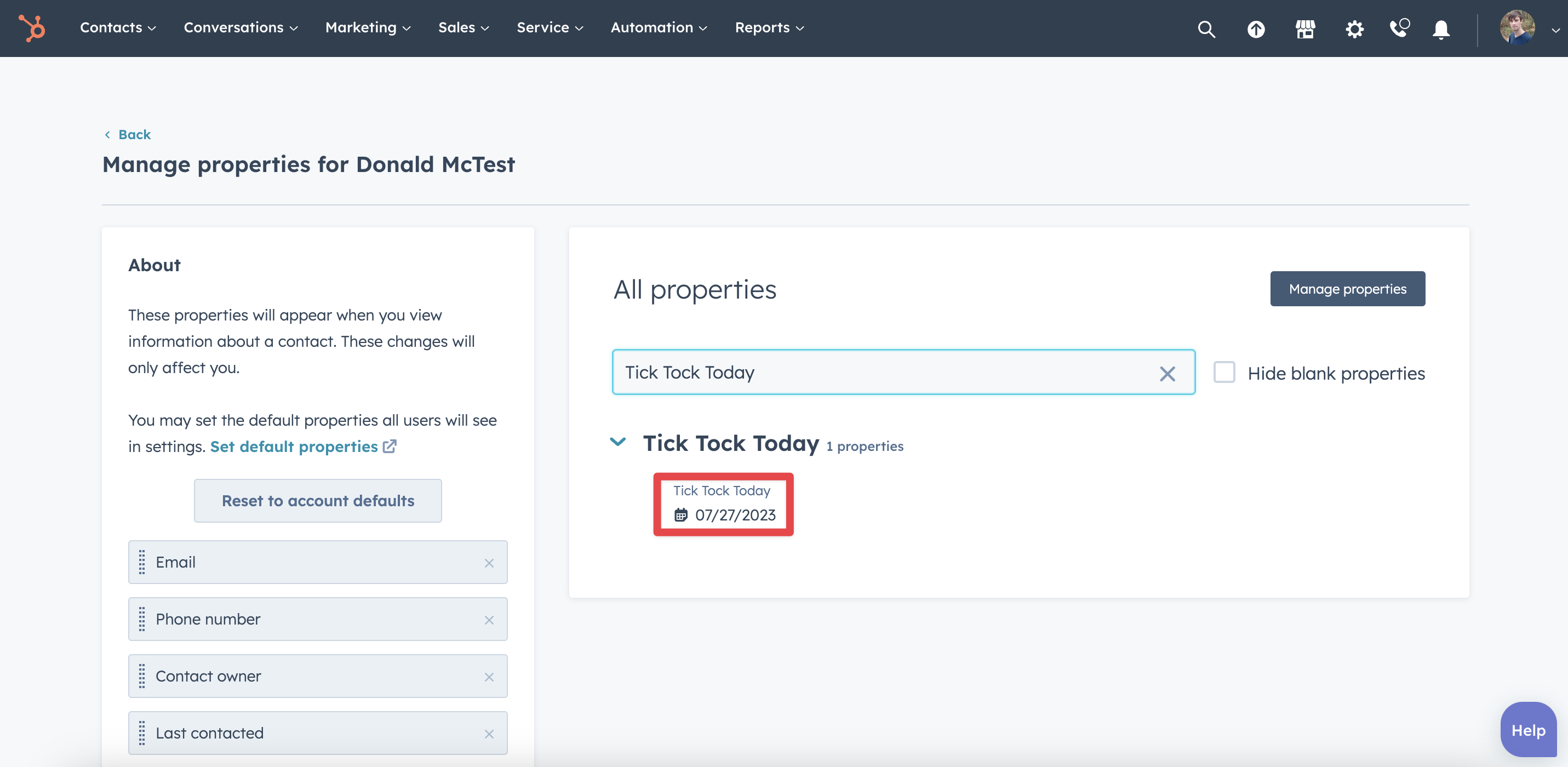 HubSpot How to create a today's date property using Tick Tock Today