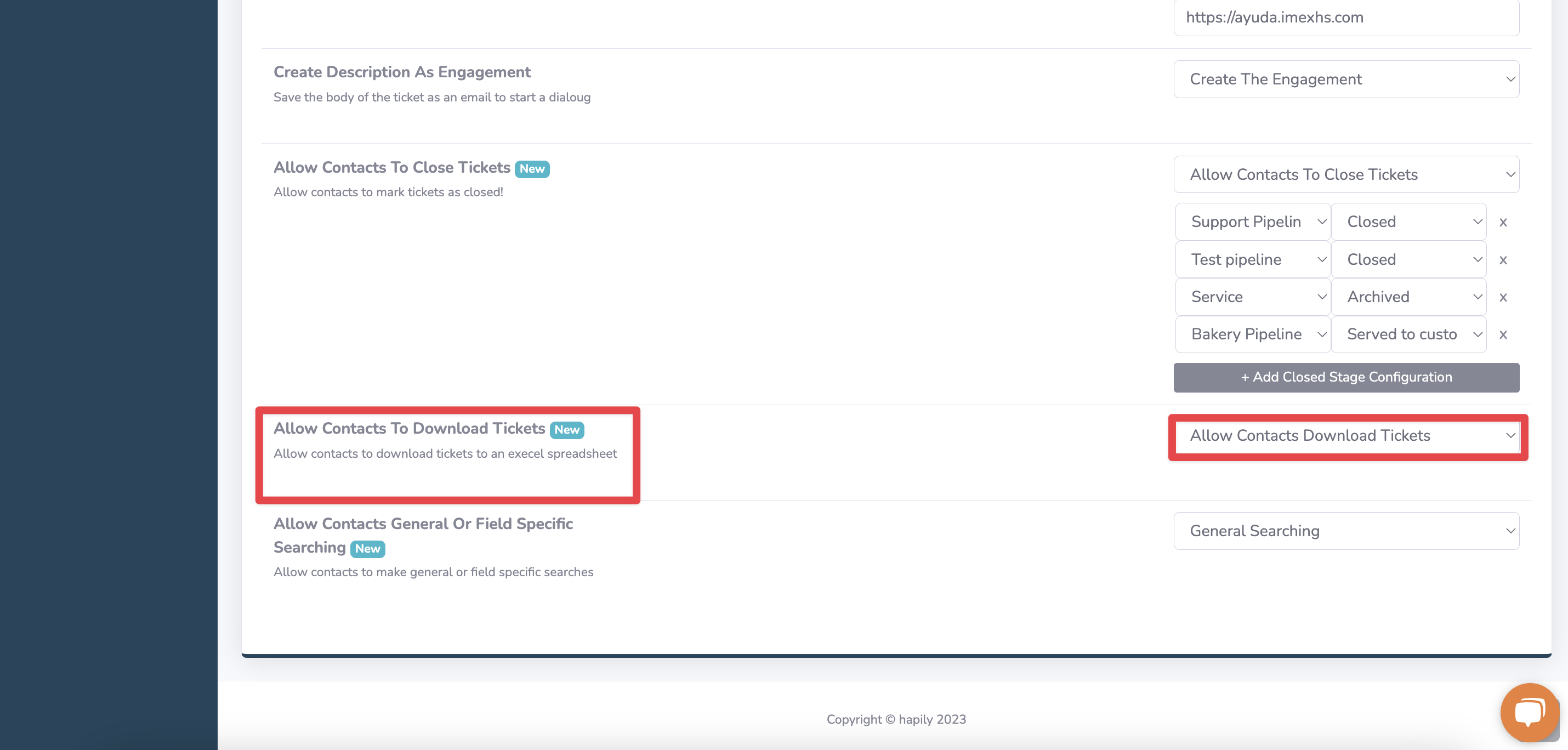 HubSpot how to let users download their tickets
