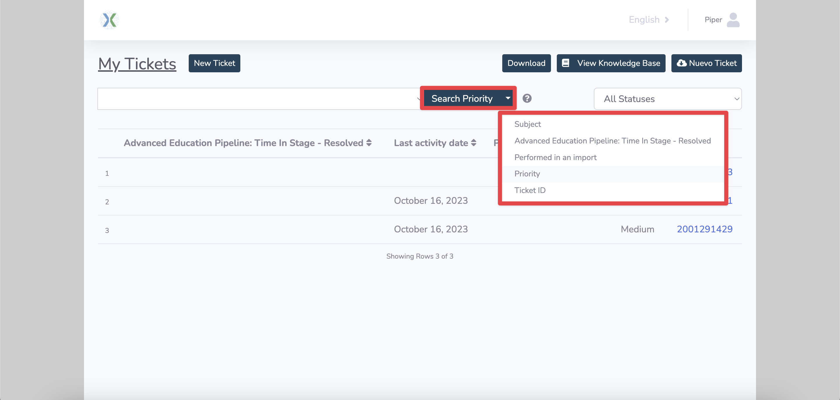 How to perform field specific ticket searches in the customer service portal in HubSpot